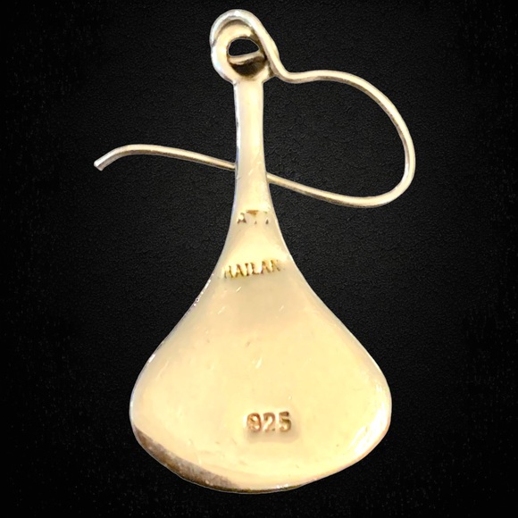 Turquoise and 925 Silver Dangle Teardrop Earrings - Picture 7 of 11